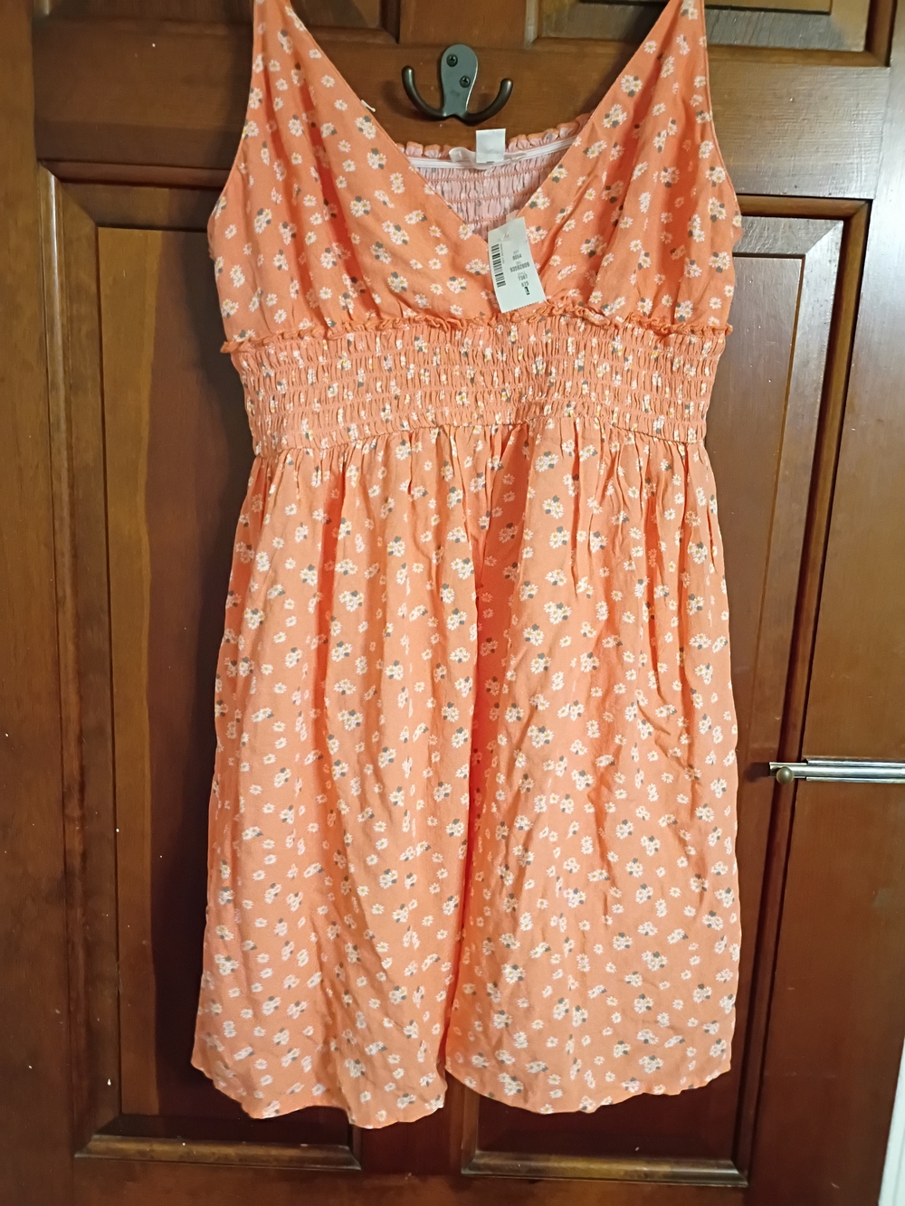 Girls' Coral Floral Mini Smocked Sundress Size L
